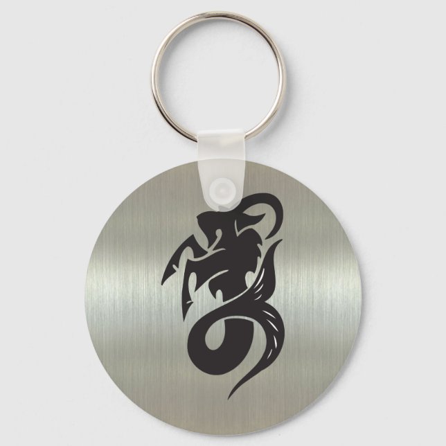 Porte-clés Silhouette de chèvre de Capricorne avec effet méta (Recto)
