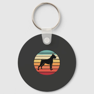 Porte-clés Silhouette de chien Boxer Rétro Vintage au coucher