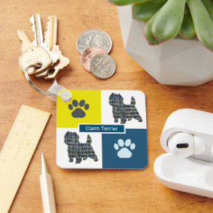 Porte-clés Silhouette de chien Cairn Terrier & empreinte de p