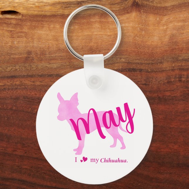 Porte-clés silhouette de Chihuahua rose pastel per (Recto)