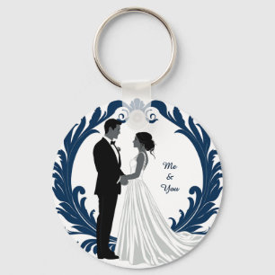 Porte-clés Silhouette de couple de mariés se tenant la main