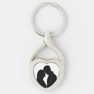 PORTE-CLÉS SILHOUETTE DE COUPLE ROMANTIQUE