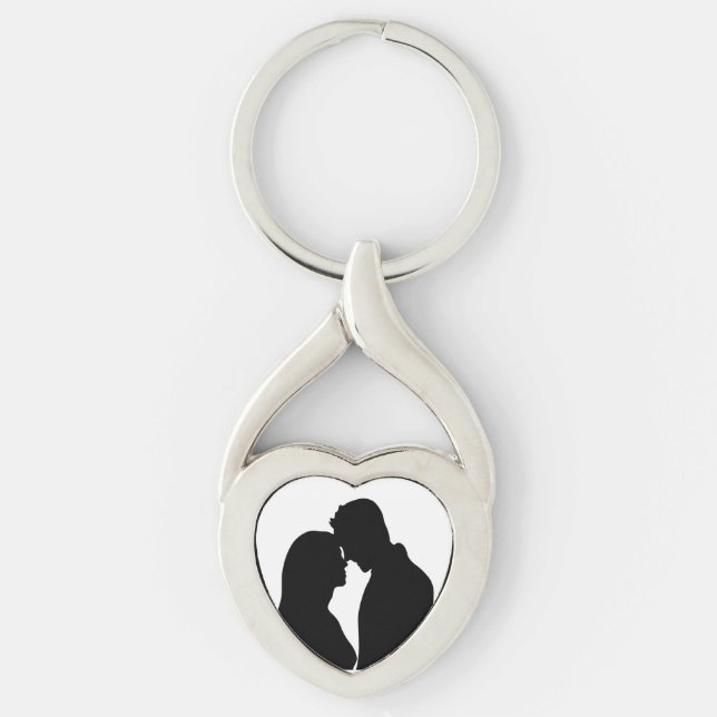 PORTE-CLÉS SILHOUETTE DE COUPLE ROMANTIQUE (Devant)