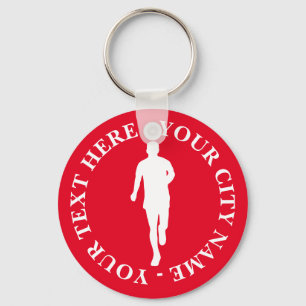 Porte-clés silhouette de coureur avec texte person