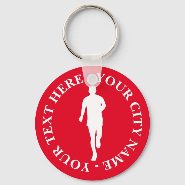 Porte-clés silhouette de coureur avec texte person (Recto)