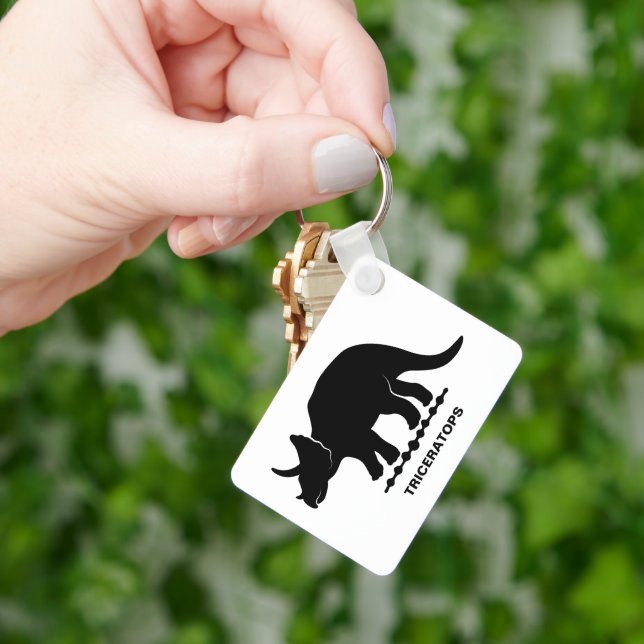 Porte-clés silhouette de dinosaure Triceratops (main)