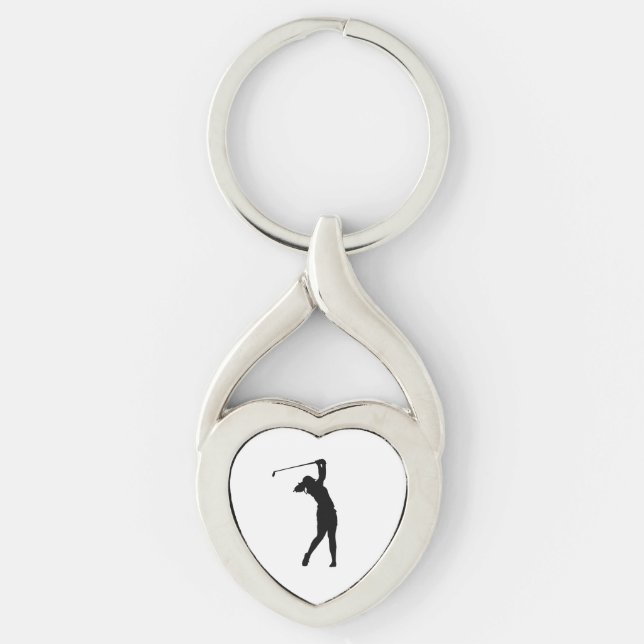 Porte-clés silhouette de golf idée de cadeau cool  (Devant)