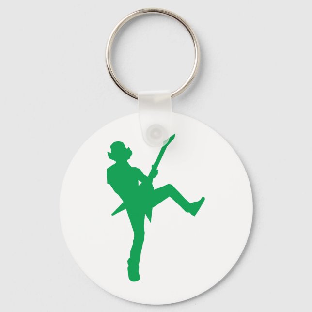 Porte-clés Silhouette de guitariste vert (Recto)
