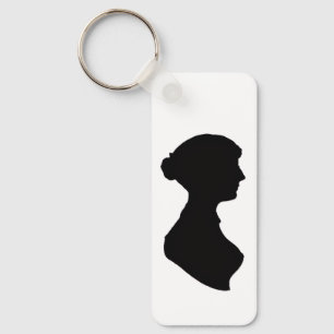 Porte-clés Silhouette de Jane Austen et citation sur un porte