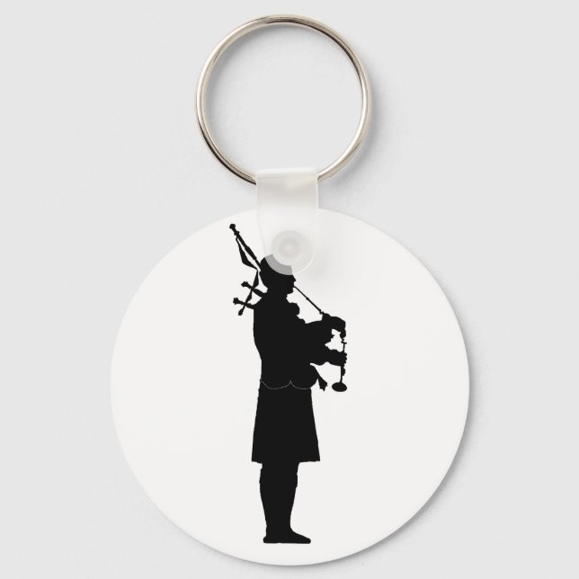 Porte-clés Silhouette de joueur de cornemuse (Recto)