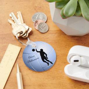 Porte-clés Silhouette de joueur de volley-ball et ballon pers