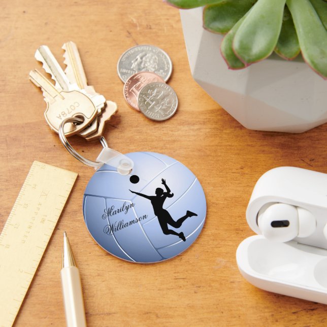 Porte-clés Silhouette de joueuse de volley-ball et ballon per (Bureau)
