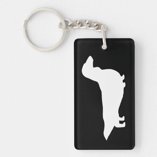 Porte-clés Silhouette de Long Haid Dachshund - Blanc (Devant)