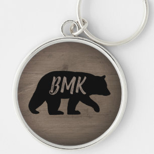 Porte-clés Silhouette de l'ours noir Monogramme personnalisé