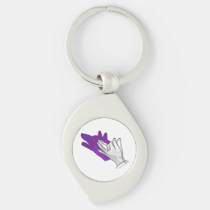 Porte-clés Silhouette de main de loup Violet