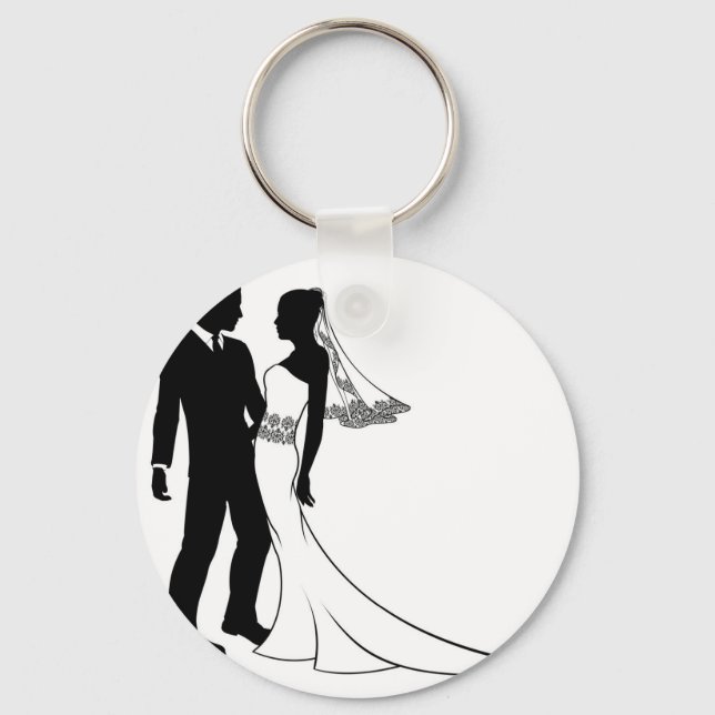 Porte-clés Silhouette de mariée et marié couple mariage (Recto)