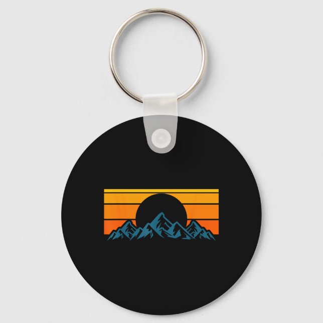 Porte-clés Silhouette de montagne rétro (Recto)