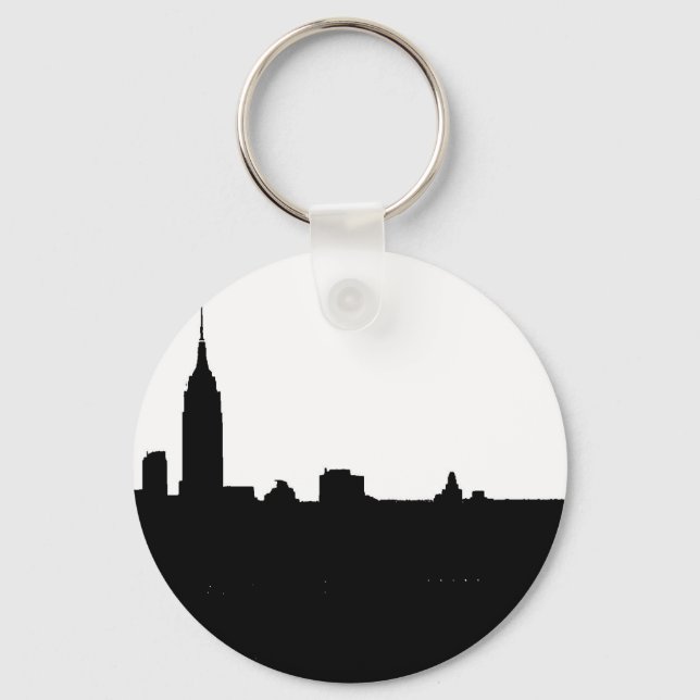 Porte-clés Silhouette de New York noir et blanc (Recto)
