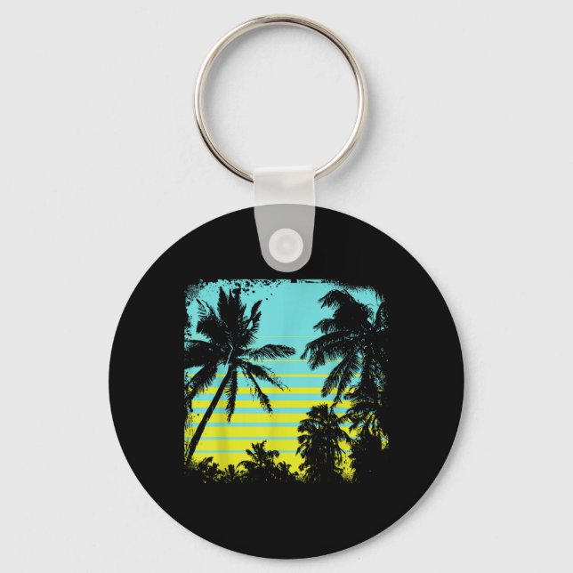 Porte-clés Silhouette de palmier dessin Arbre Graphique vinta (Recto)