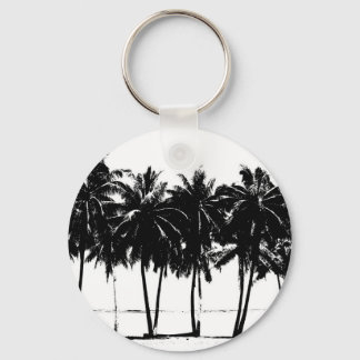 Porte-clés Silhouette de palmiers blancs noirs