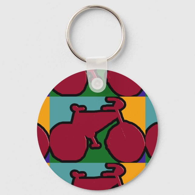 Porte-clés silhouette de vélo pop rouge (Recto)