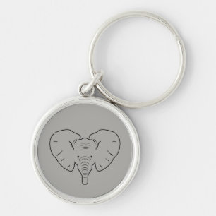 Porte-clés Silhouette de visage d'éléphant