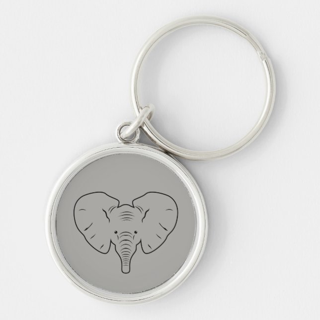 Porte-clés Silhouette de visage d'éléphant (Devant)