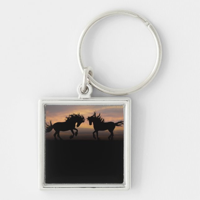 Porte-clés Silhouette des chevaux sauvages (Devant)
