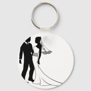 Porte-clés Silhouette des couples de mariage de jeunes marié