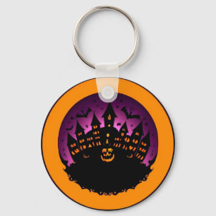 Porte-clés Silhouette d'Halloween effrayant d'un château hant