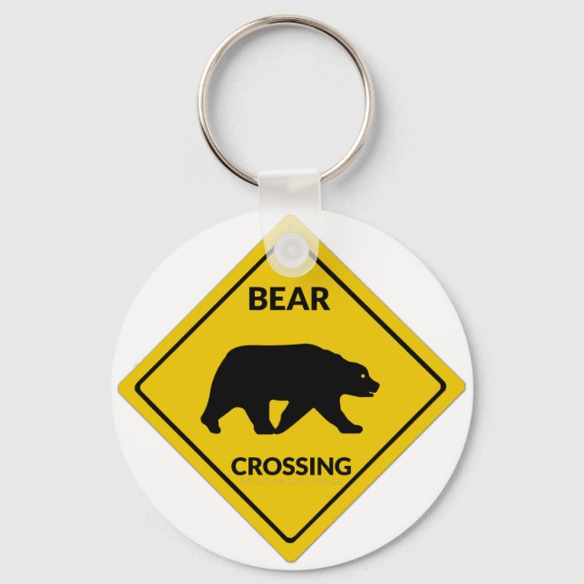 Porte-clés Silhouette d'ours de l'écriteau de passage d'ours  (Recto)