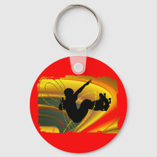 Porte-clés Silhouette faisante de la planche à roulettes dan