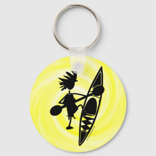 Porte-clés Silhouette joyeuse de canoë de kayak