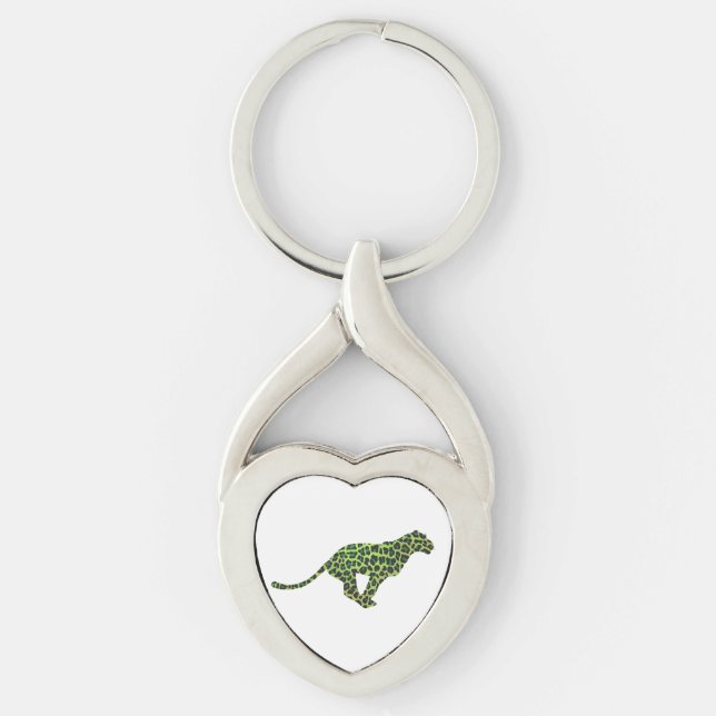 Porte-clés Silhouette Leopard noir et vert (Devant)