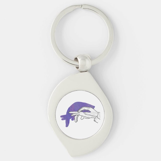 Porte-clés Silhouette main Anteater violet (Devant)