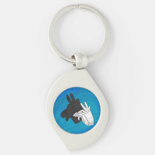 Porte-clés Silhouette main Billy Chèvre bleu