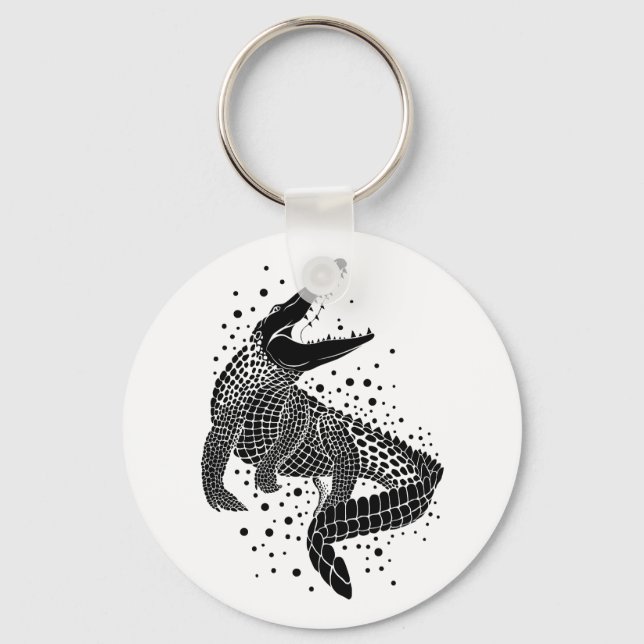 Porte-clés Silhouette noire d'un crocodile (Recto)