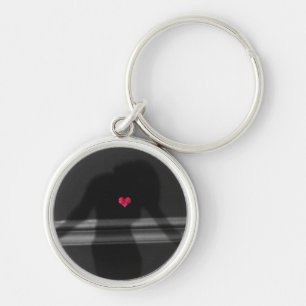 Porte-clés Silhouette of Woman, Flower Hearth & Love Text