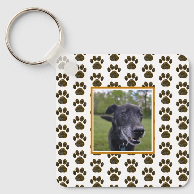 Porte-clés Silhouette Paw Animal Halloween Orange Blanc (Recto)