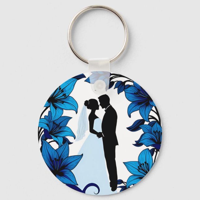 Porte-clés Silhouette romantique d'un couple (Recto)