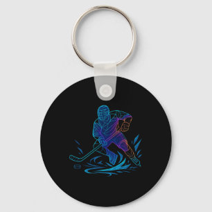 Porte-clés Silhouette Sports Puck Athlète Action Art Hockey P
