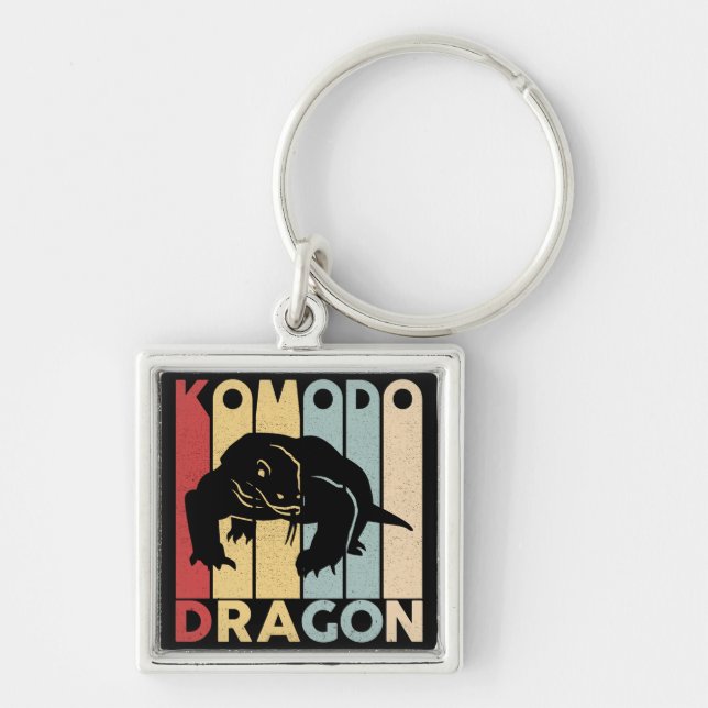 Porte-clés Silhouette vintage Retro Komodo Dragon (Devant)