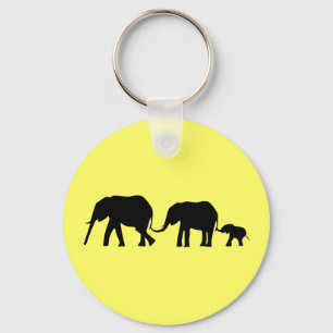 Porte-clés Silhouettes de 3 éléphants tenant des queues