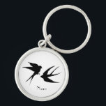 Porte-clés Silhouettes d'oiseaux hirondelles Thunder_Cove<br><div class="desc">Swallow Birds Silhouettes courtisant vol,  pour personnaliser en changeant de nom sur n'importe quelle couleur arrière - plan</div>