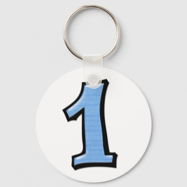 Porte-clés Silly Numbers 1 blue Keychain (Recto)