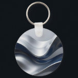 Porte-clés Silver And Navy Fluid Waves Abstract Modern Design<br><div class="desc">Immerse yourself in pure liquid elegance with this stunning abstract composition of flowing,  molten metallic waves. Smooth chrome-silver ribbons intertwine with deep midnight navy creating a luxurious,  almost hypnotic sense of movement and depth. Perfect for those who love sophisticated,  contemporary minimalism with a high-end,  futuristic touch.</div>