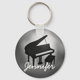 Porte-clés Silver Black Piano Nom Monogram Cadeau étudiant