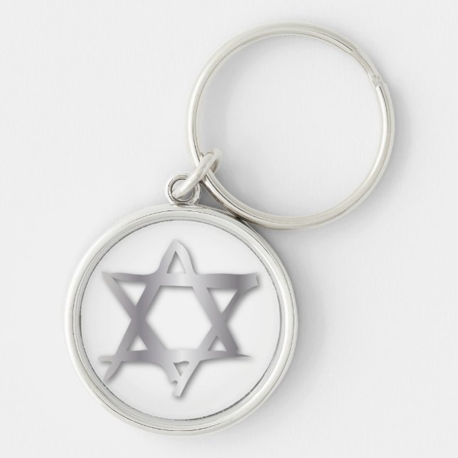 Porte-clés Silver Brushed Star of David Keychain (Devant)
