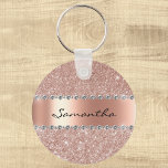 Porte-clés Silver Diamond Glitter Bling Metallic Monogram Key<br><div class="desc">This design was created though digital art. It may be personalized in the area provided by changing the photo and/or text. Or it can be customized by choosing the click to customize further option and delete or change the color the background, add text, change the text color or style, or...</div>