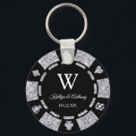Porte-clés Silver Glitter Poker Chip Casino Wedding Favor<br><div class="desc">Celebrate in style with this trendy poker chip keychains. The design is easy to personalize with your own wording and your family and friends will be thrilled when they receive this fabulous party favor.</div>